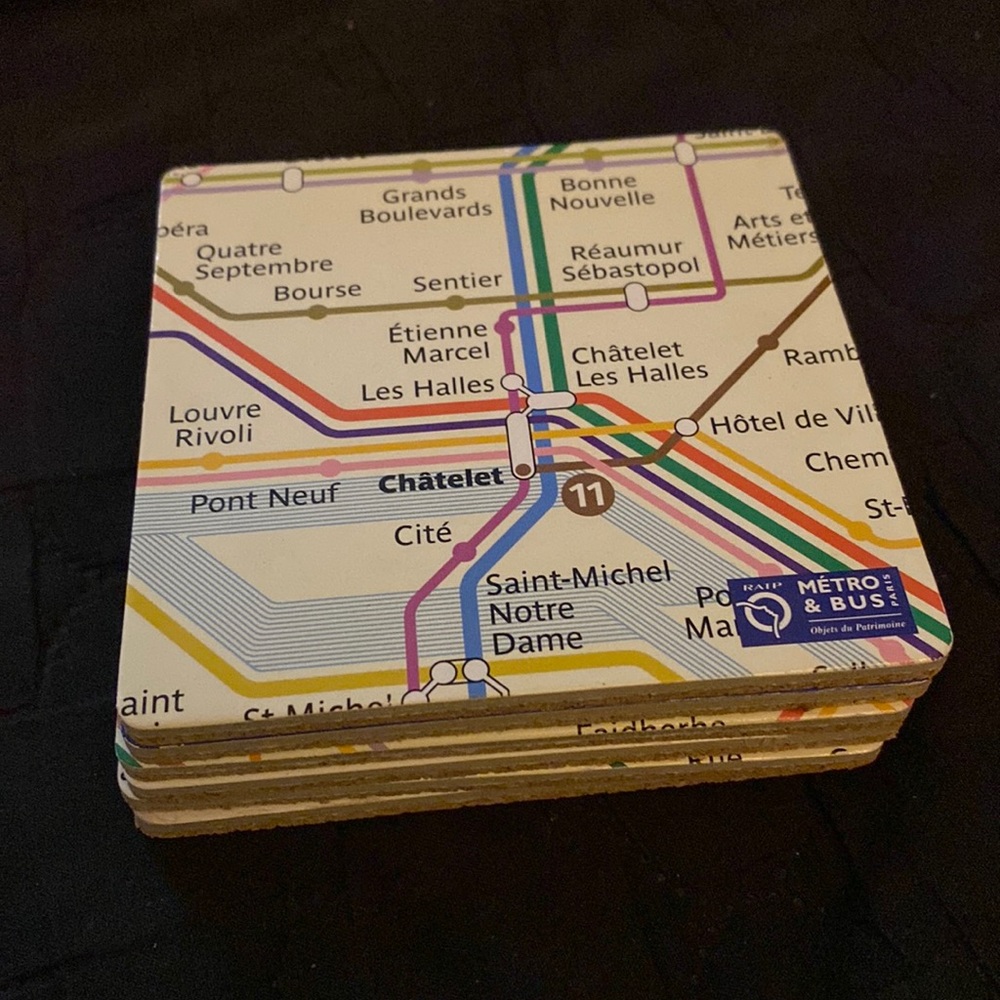 LAST CALL Set of six like-new Paris metro coasters